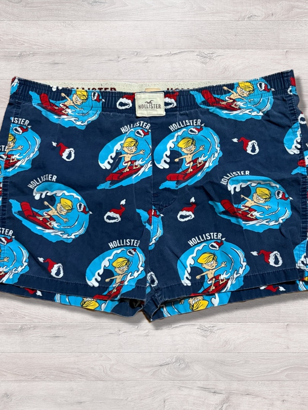 Hollister "Surfer Dude" Boxer Short Men Size Medium Y2K 2000s Blue Preppy